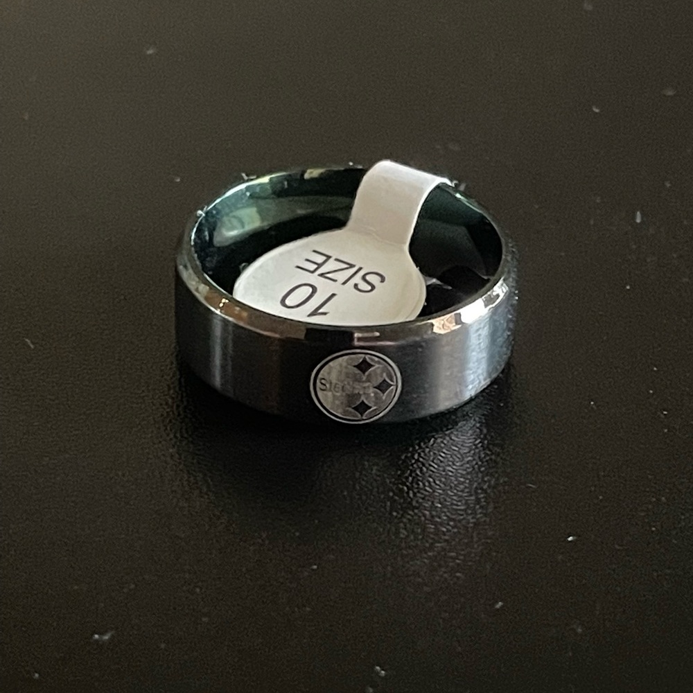 Black stainless steel Pittsburgh Steelers ring size 7-13